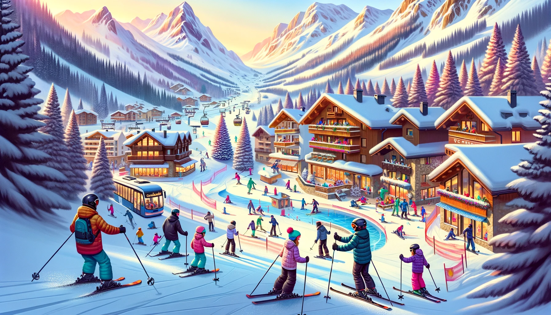 a captivating illustration that showcases the top ski resorts in Andorra for beginners