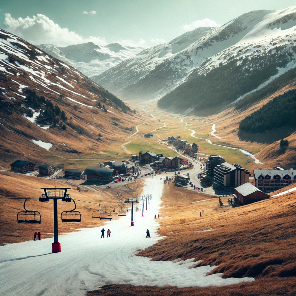 peaceful ski slope in Andorra during early spring