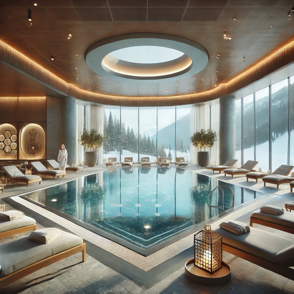 Grand Plaza Hotel Andorra 9 Luxurious hotel spa with a heated indoor pool at Grand Plaza Hotel Andorra, featuring mountain views and a relaxing atmosphere.
